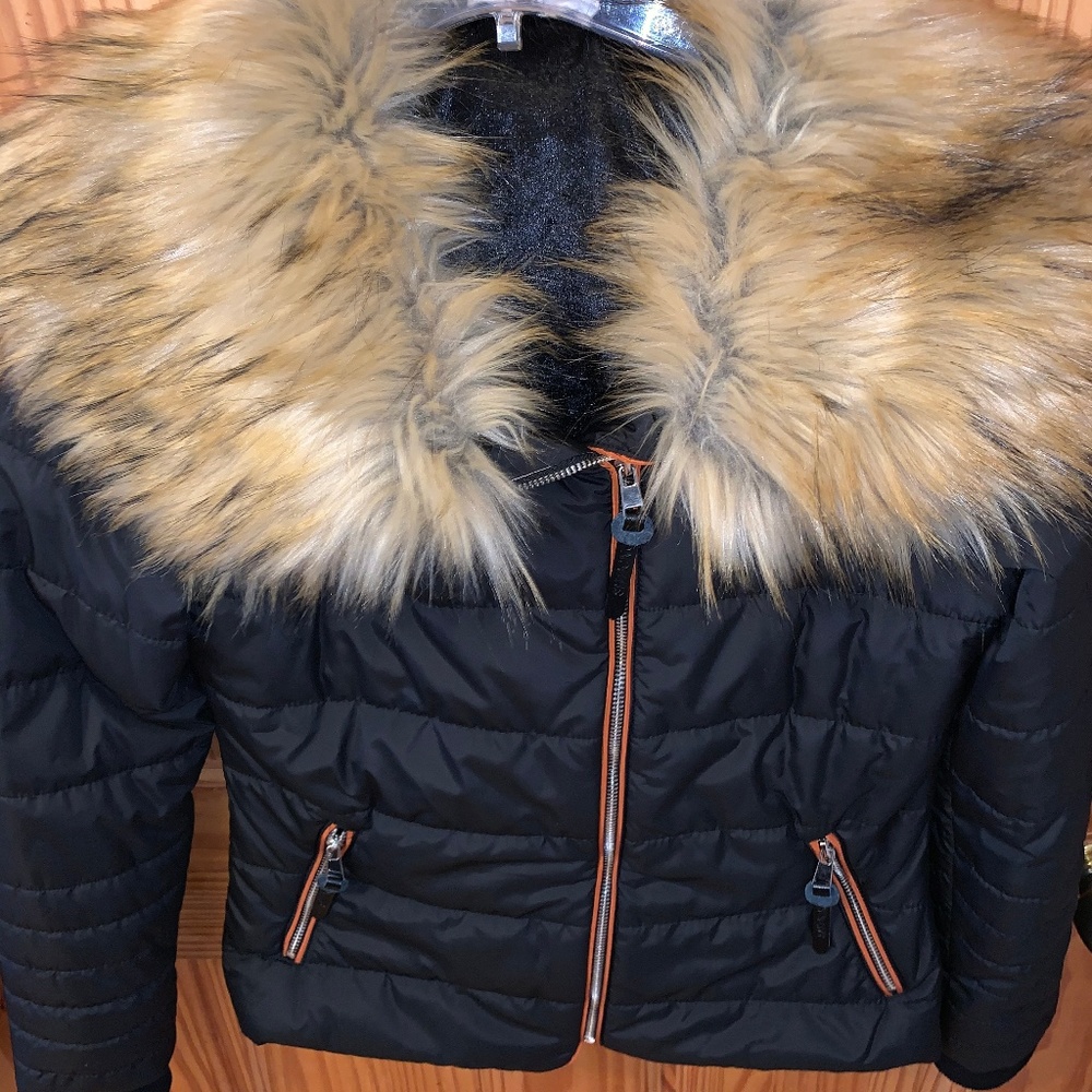 Maroths Slim Faux Fur Zipper Jacket